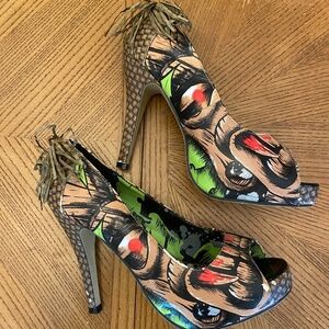 Iron Fist Heels Zombie Tiki Totem Peep Toe - US 8